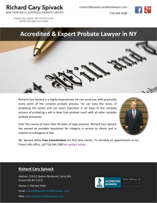 Accredited & Expert Probate Lawyer in NY