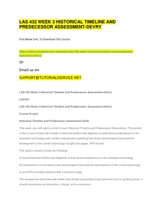 LAS 432 WEEK 3 HISTORICAL TIMELINE AND PREDECESSOR ASSESSMENT-DEVRY