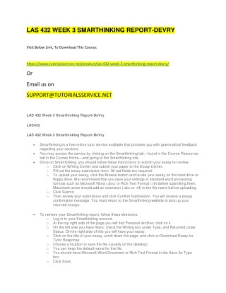 LAS 432 WEEK 3 SMARTHINKING REPORT-DEVRY