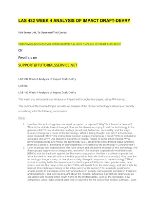 LAS 432 WEEK 4 ANALYSIS OF IMPACT DRAFT-DEVRY