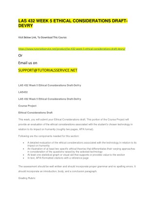 LAS 432 WEEK 5 ETHICAL CONSIDERATIONS DRAFT-DEVRY