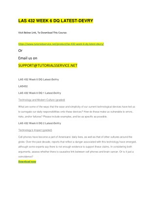 LAS 432 WEEK 6 DQ LATEST-DEVRY