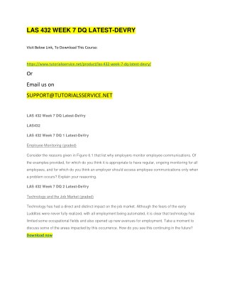 LAS 432 WEEK 7 DQ LATEST-DEVRY