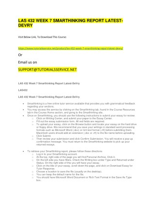 LAS 432 WEEK 7 SMARTHINKING REPORT LATEST-DEVRY