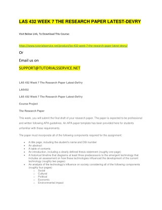 LAS 432 WEEK 7 THE RESEARCH PAPER LATEST-DEVRY