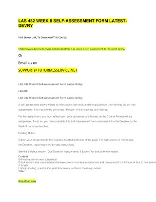 LAS 432 WEEK 8 SELF-ASSESSMENT FORM LATEST-DEVRY