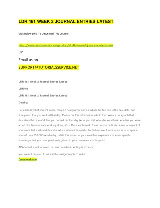 LDR 461 WEEK 2 JOURNAL ENTRIES LATEST