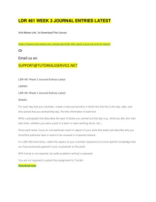 LDR 461 WEEK 3 JOURNAL ENTRIES LATEST