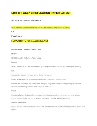 LDR 461 WEEK 3 REFLECTION PAPER LATEST