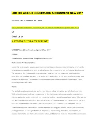 LDR 600 WEEK 8 BENCHMARK ASSIGNMENT NEW 2017