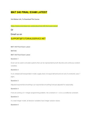 MAT 540 FINAL EXAM LATEST