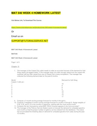 MAT 540 WEEK 4 HOMEWORK LATEST