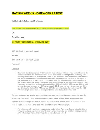 MAT 540 WEEK 9 HOMEWORK LATEST