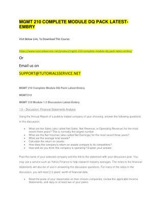 MGMT 210 COMPLETE MODULE DQ PACK LATEST-EMBRY