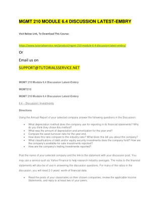 MGMT 210 MODULE 6.4 DISCUSSION LATEST-EMBRY