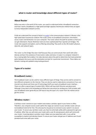 what is router and knowledge about different types of router?