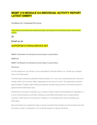 MGMT 210 MODULE 9.6 INDIVIDUAL ACTIVITY REPORT LATEST-EMBRY