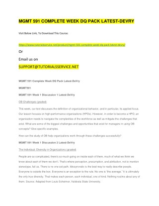 MGMT 591 COMPLETE WEEK DQ PACK LATEST-DEVRY