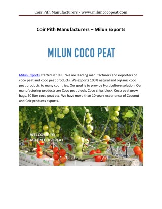 Coir Pith Manufacturers