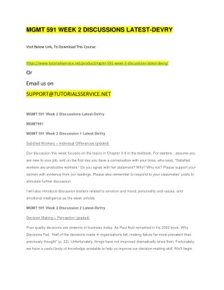 MGMT 591 WEEK 2 DISCUSSIONS LATEST-DEVRY