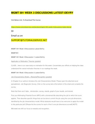 MGMT 591 WEEK 3 DISCUSSIONS LATEST-DEVRY