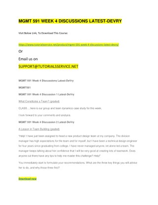 MGMT 591 WEEK 4 DISCUSSIONS LATEST-DEVRY