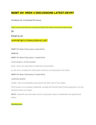 MGMT 591 WEEK 5 DISCUSSIONS LATEST-DEVRY