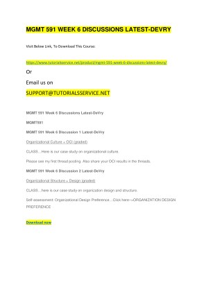 MGMT 591 WEEK 6 DISCUSSIONS LATEST-DEVRY