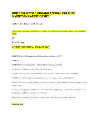 MGMT 591 WEEK 6 ORGANIZATIONAL CULTURE INVENTORY LATEST-DEVRY