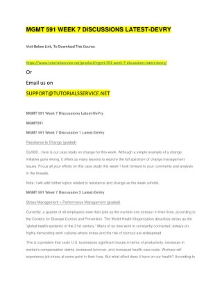 MGMT 591 WEEK 7 DISCUSSIONS LATEST-DEVRY