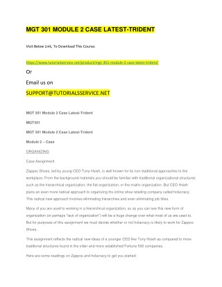 MGT 301 MODULE 2 CASE LATEST-TRIDENT