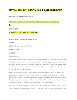 MGT 301 MOULE 1 CASE AND SLP LATEST-TRIDENT