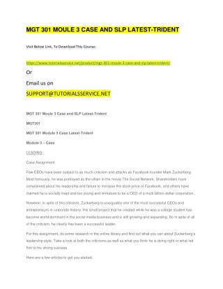MGT 301 MOULE 3 CASE AND SLP LATEST-TRIDENT