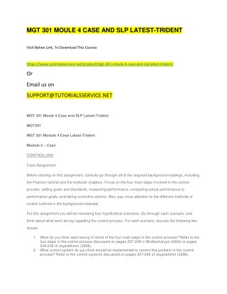 MGT 301 MOULE 4 CASE AND SLP LATEST-TRIDENT