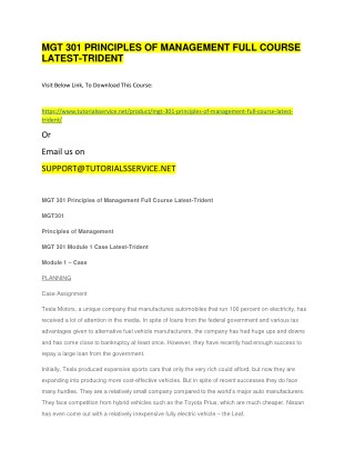 MGT 301 PRINCIPLES OF MANAGEMENT FULL COURSE LATEST-TRIDENT