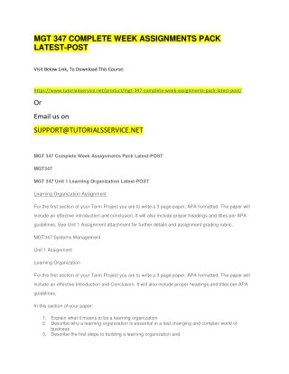 MGT 347 COMPLETE WEEK ASSIGNMENTS PACK LATEST-POST