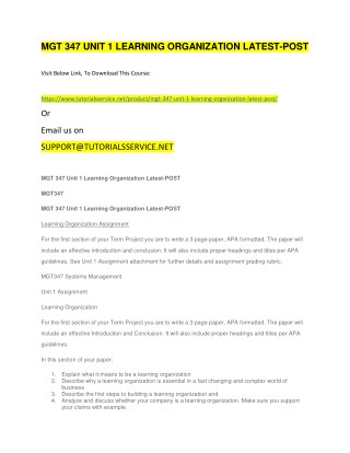 MGT 347 UNIT 1 LEARNING ORGANIZATION LATEST-POST