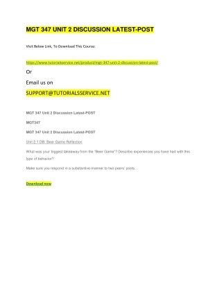 MGT 347 UNIT 2 DISCUSSION LATEST-POST