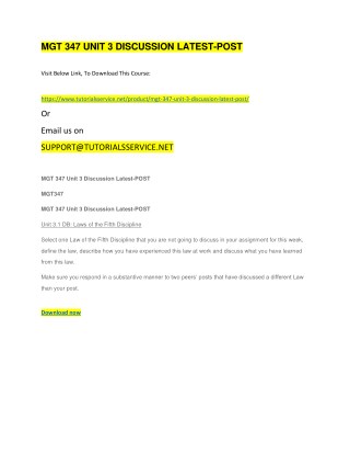 MGT 347 UNIT 3 DISCUSSION LATEST-POST