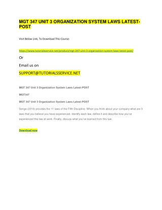 MGT 347 UNIT 3 ORGANIZATION SYSTEM LAWS LATEST-POST