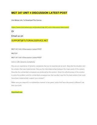 MGT 347 UNIT 4 DISCUSSION LATEST-POST