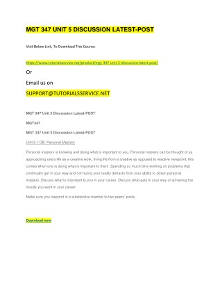MGT 347 UNIT 5 DISCUSSION LATEST-POST