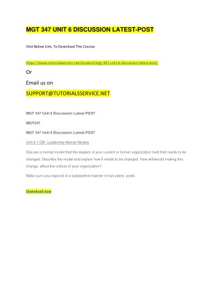 MGT 347 UNIT 6 DISCUSSION LATEST-POST