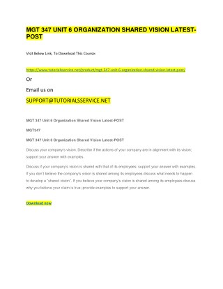 MGT 347 UNIT 6 ORGANIZATION SHARED VISION LATEST-POST