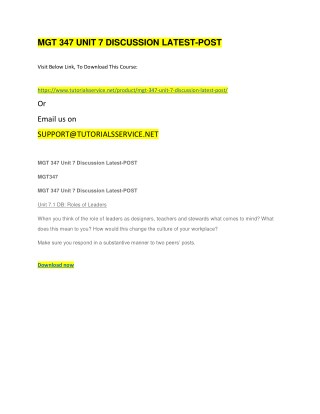 MGT 347 UNIT 7 DISCUSSION LATEST-POST