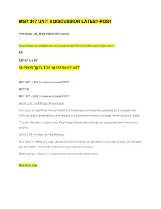 MGT 347 UNIT 8 DISCUSSION LATEST-POST