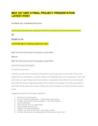 MGT 347 UNIT 8 FINAL PROJECT PRESENTATION LATEST-POST