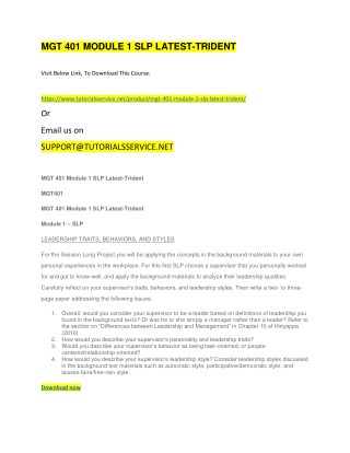 MGT 401 MODULE 1 SLP LATEST-TRIDENT