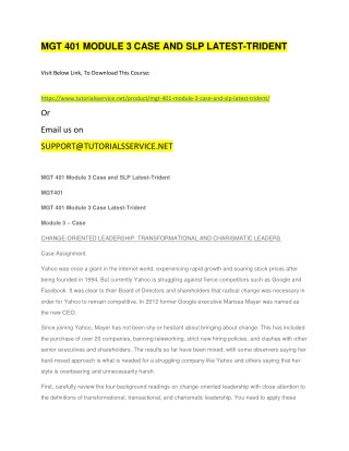 MGT 401 MODULE 3 CASE AND SLP LATEST-TRIDENT