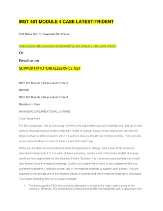 MGT 401 MODULE 4 CASE LATEST-TRIDENT